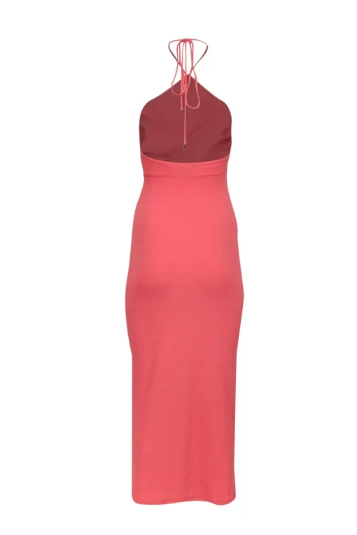 Significant Other - Coral Orange Ribbed Knit Halter Dress w/ Cut Out Sz 2