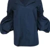 Silvia Tcherassi - Navy Puff Sleeve "Lucaya" Cotton Blouse Sz S