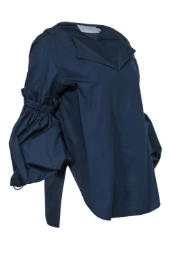 Silvia Tcherassi - Navy Puff Sleeve "Lucaya" Cotton Blouse Sz S
