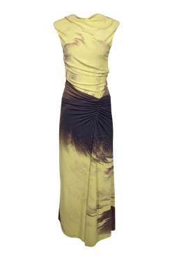 Simkhai - Yellow & Brown Print "Acacia" Formal Dress Sz S