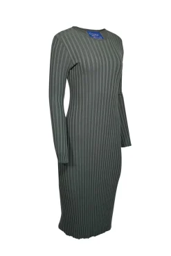 Simon Miller - Green Ribbed Long Sleeve Dress Sz S
