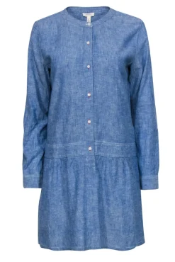 Soft Joie - Chambray Half Button-Up Long Sleeve Shift Dress Sz M
