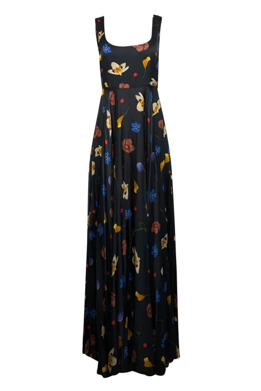 Solace London - Dark Green & Multi Color Floral Sleeveless Sz 6