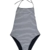 Solid & Striped - White & Black Striped Seersucker One Piece Bathing Suit Sz S