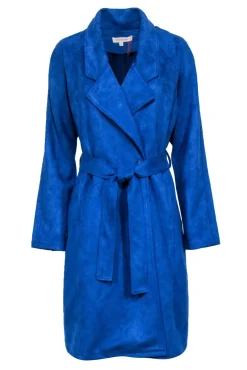 Solitaire - Blue Faux Suede Trench Coat Sz XL