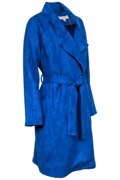 Solitaire - Blue Faux Suede Trench Coat Sz XL