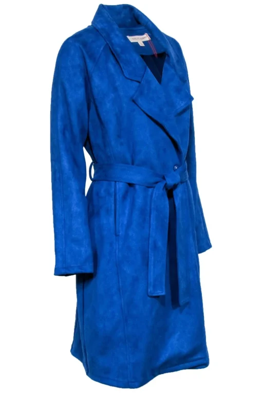 Solitaire - Blue Faux Suede Trench Coat Sz XL