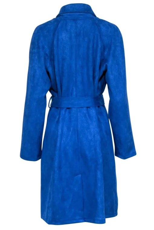 Solitaire - Blue Faux Suede Trench Coat Sz XL