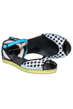 Sophia Webster - Black & White Polka Dot w/Blue Straps Sz 7.5