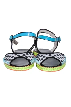 Sophia Webster - Black & White Polka Dot w/Blue Straps Sz 7.5