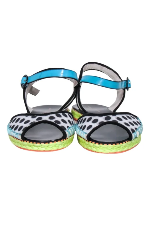 Sophia Webster - Black & White Polka Dot w/Blue Straps Sz 7.5