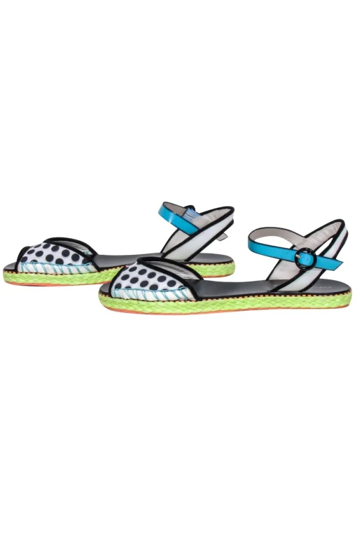 Sophia Webster - Black & White Polka Dot w/Blue Straps Sz 7.5