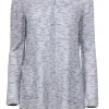 St. John - Baby Blue & Cream Woven Knit Longline Jacket w/ Single Button Sz 10