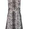 St. John - Beige & Black Snakeskin Knit Fit & Flare Dress Sz 2