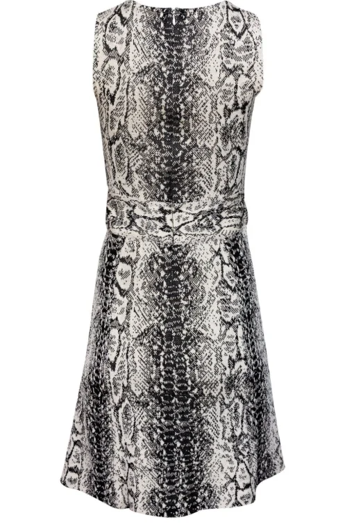 St. John - Beige & Black Snakeskin Knit Fit & Flare Dress Sz 2