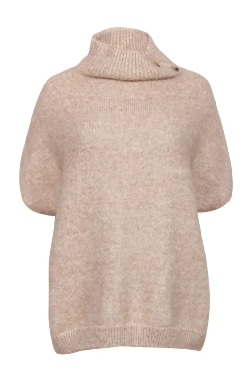 St. John - Beige Alpaca Blend Sleeveless Turtleneck Sweater Sz XL