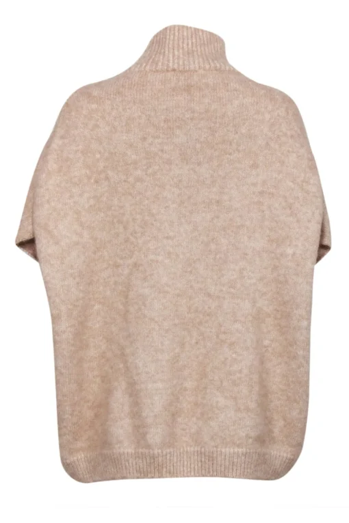 St. John - Beige Alpaca Blend Sleeveless Turtleneck Sweater Sz XL