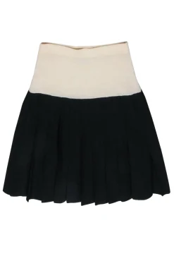 St. John - Black & Cream Pleated Skirt Sz 12