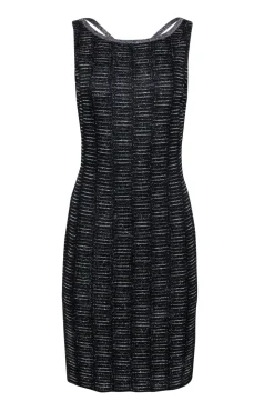 St. John - Black & Silver Cross-Back Sheath Dress Sz 4