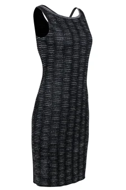 St. John - Black & Silver Cross-Back Sheath Dress Sz 4
