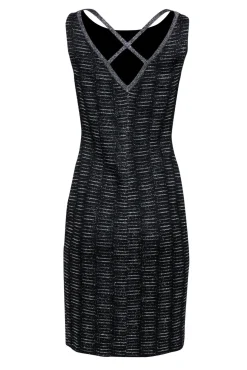 St. John - Black & Silver Cross-Back Sheath Dress Sz 4