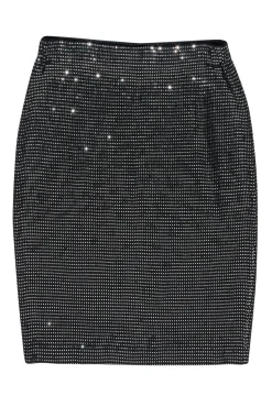St. John - Black & Silver Shimmer Knit Skirt Sz 4