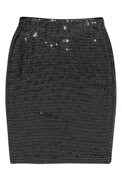 St. John - Black & Silver Shimmer Knit Skirt Sz 4