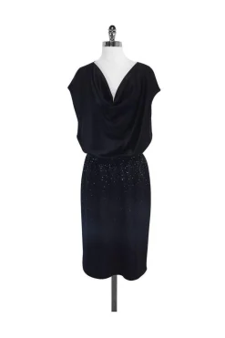 St. John - Black Cap Sleeve Embellished Dress Sz 12