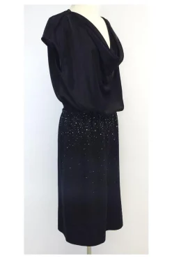 St. John - Black Cap Sleeve Embellished Dress Sz 12