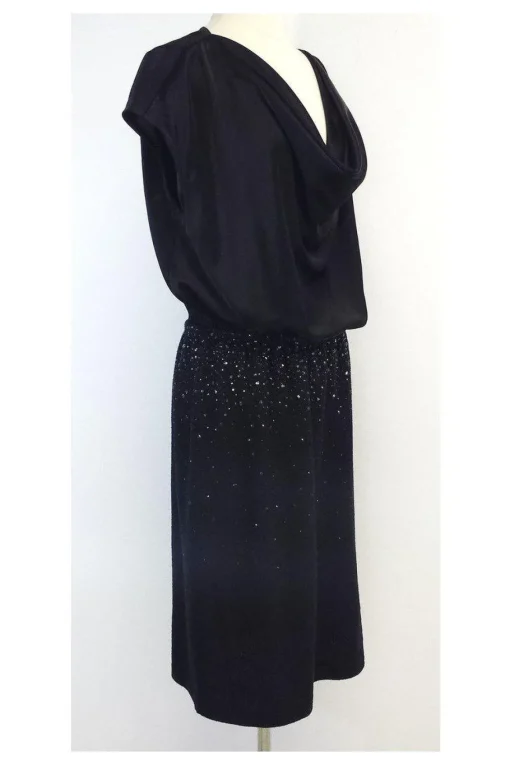 St. John - Black Cap Sleeve Embellished Dress Sz 12