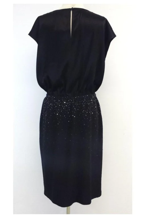 St. John - Black Cap Sleeve Embellished Dress Sz 12