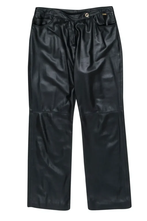 St. John - Black Leather Wide Leg Pants Sz 16