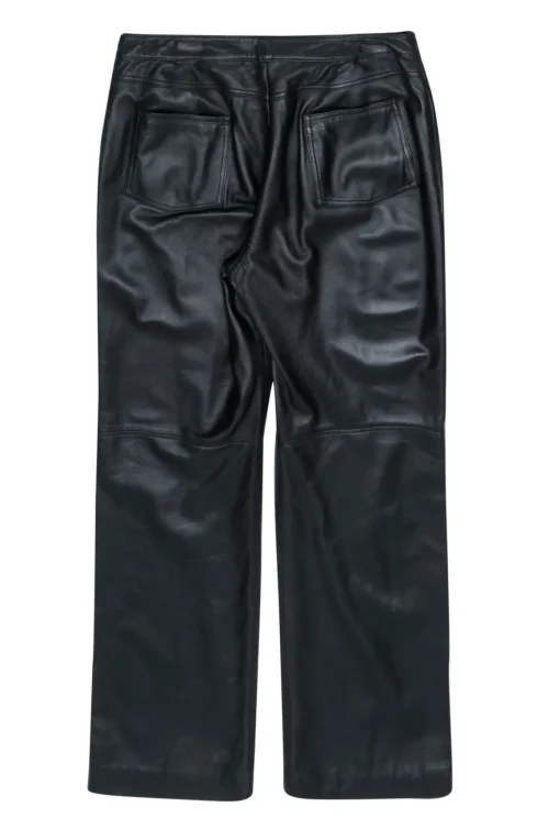 St. John - Black Leather Wide Leg Pants Sz 16