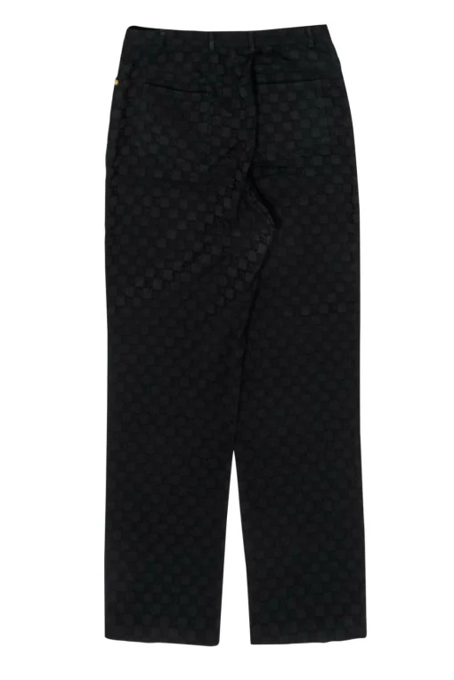 St. John - Black Monogram Textured Straight Leg Trousers Sz 10