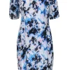 St. John - Blue, White, & Pink Water Color Print Dress Sz 8