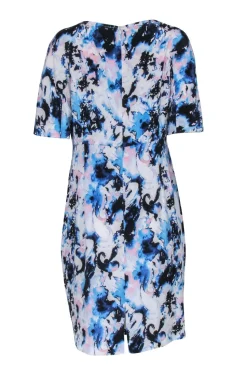 St. John - Blue, White, & Pink Water Color Print Dress Sz 8