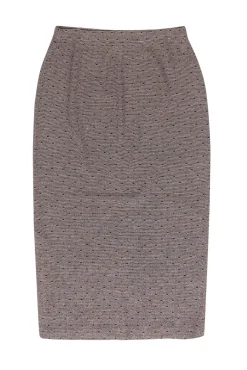 St. John - Brown & Beige Polka Dot Knit Maxi Skirt w/ Slit Sz 12