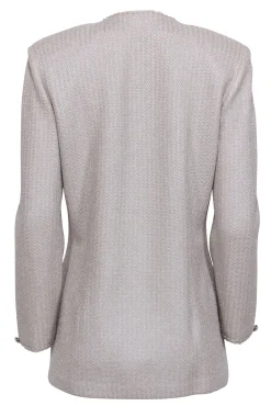 St. John - Champagne Gold Metallic Knit Jacket w/ Detachable Front Panel Sz 10
