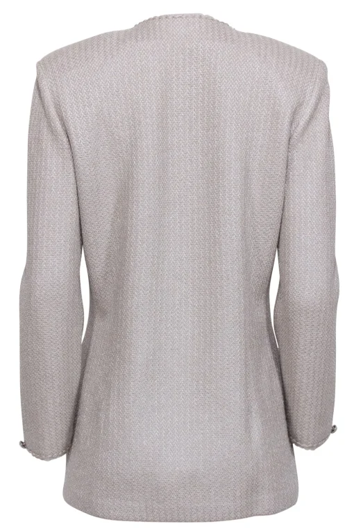 St. John - Champagne Gold Metallic Knit Jacket w/ Detachable Front Panel Sz 10