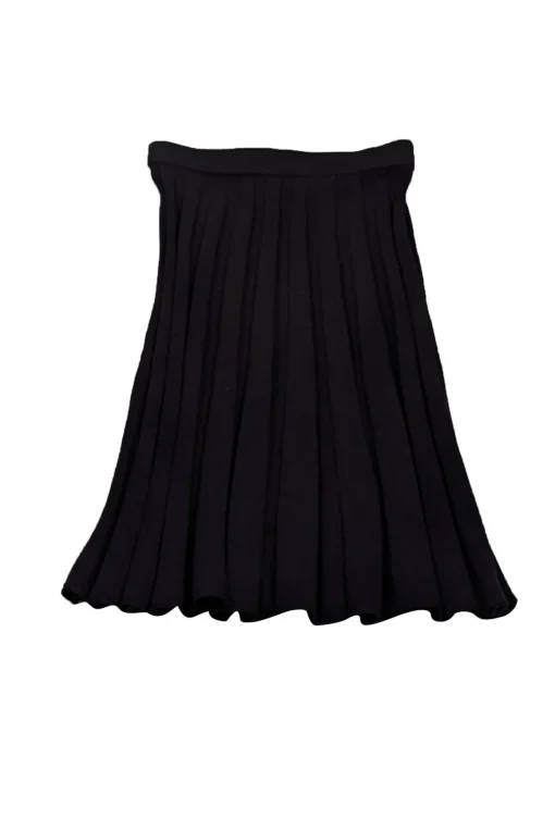 St. John - Dark Navy Pleated Wool Blend Skirt Sz 2