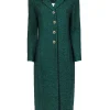 St. John - Emerald Green Sparkly Knit Button Front Longline Coat Sz 12