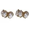 St. John - Gold & Faux Pearl Clip-On Hoop Earrings