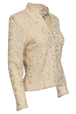 St. John - Gold Brocade Knit Zip Up Jacket Sz 4
