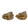 St. John - Gold Clip-On Earrings w/ Crystal Embellished Bow Design