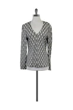 St. John - Grey & Black Print Zip Jacket Sz 6