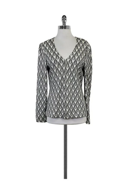 St. John - Grey & Black Print Zip Jacket Sz 6