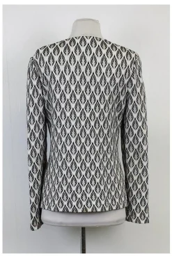 St. John - Grey & Black Print Zip Jacket Sz 6