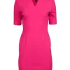 St. John - Hot Pink Knit Fitted Sheath To The Knee Dress Sz 6
