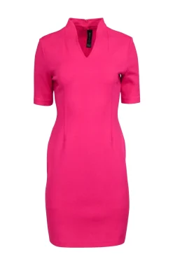 St. John - Hot Pink Knit Fitted Sheath To The Knee Dress Sz 6
