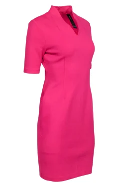 St. John - Hot Pink Knit Fitted Sheath To The Knee Dress Sz 6
